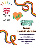 Tehyn Mehiläinen Länsi-Pohjan ammattiosasto 800 on mukana Border pride-tapahtumassa lauantaina 6.9.2025 ?
Haastamme kaikki alueen sote-ammattiyhdistykset jäsenineen mukaan marssimaan yhtenäisten ihmisoikeuksien puolesta!
Tehy-pride t-paitoja jaetaan ennen kulkueen alkua. Kulkue starttaa klo 12 Suomen aikaa Haaparannan torilta (Haparanda Stadshotellin vieressä) ja päätyy Tornioon Aineen Taidemuseon taakse syyspiknik-tapahtumaan.